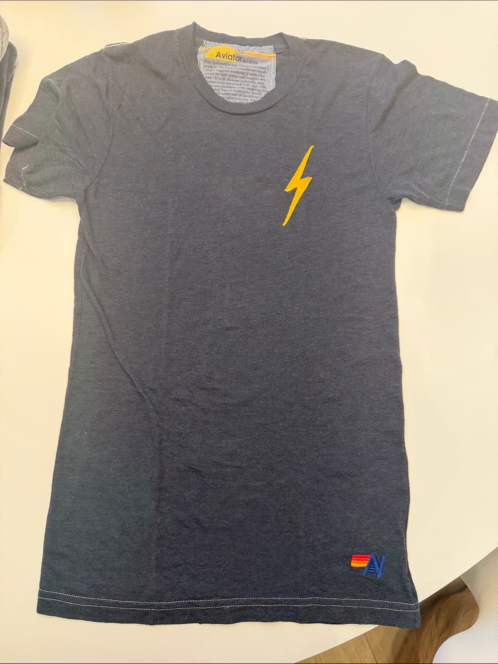 Aviator nation charcoal lightning Graphic Tee - Yellow Bolt